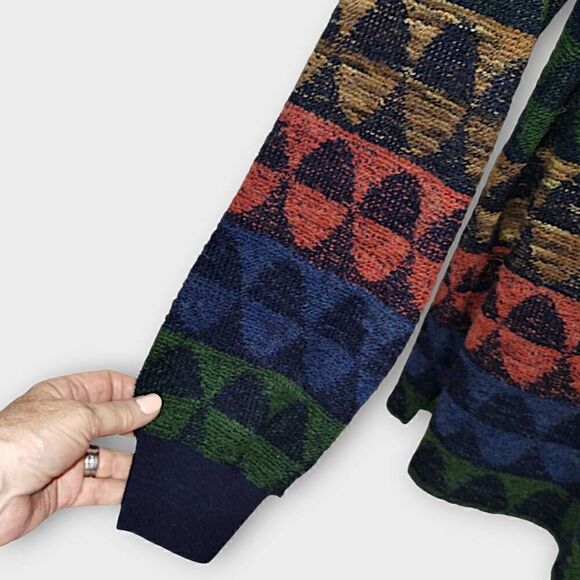 Vtg Focus‎ Golf Mens Sweater Sz XL Italy Multi Color Wool Preppy 70s - Picture 8 of 11